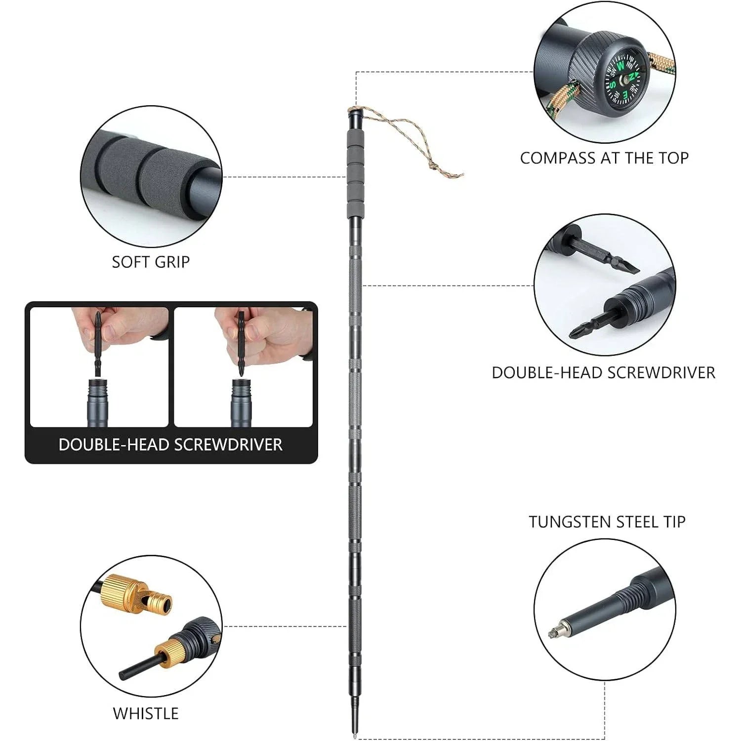 EverMate - Hiking Stick With Integrated Survival Kit