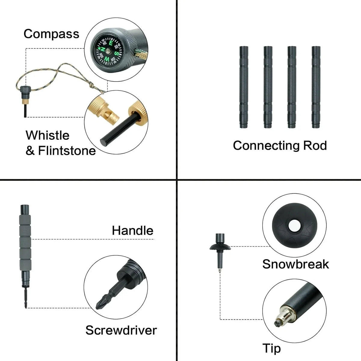 EverMate - Hiking Stick With Integrated Survival Kit